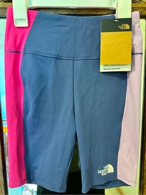 The North Face Large 12 Girls Never Stop Bike Colorblock Active Shorts Cave Blue